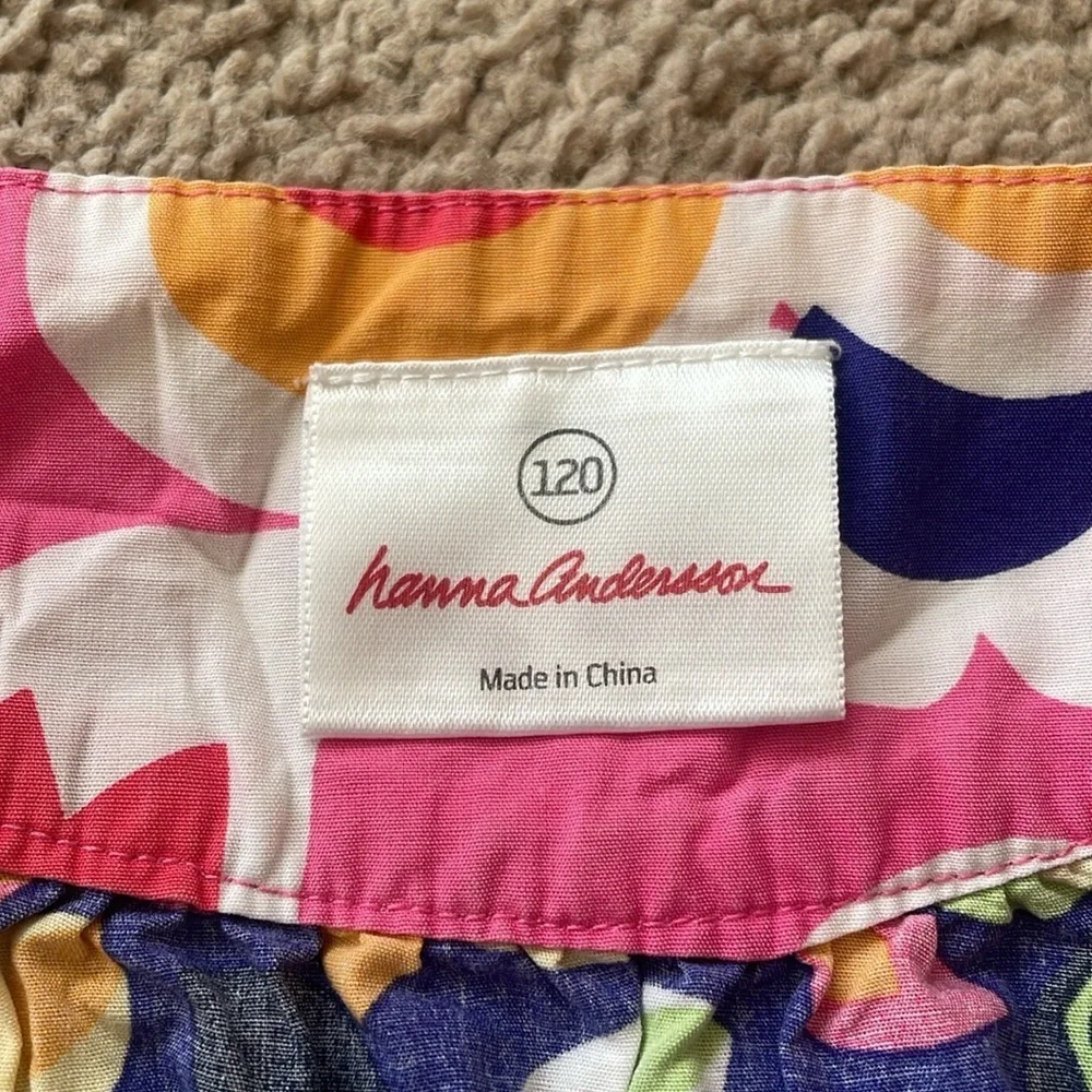 Hanna Andersson Cotton Little Girls Dress Size 6/7 Boho Colorful Floral Jumper